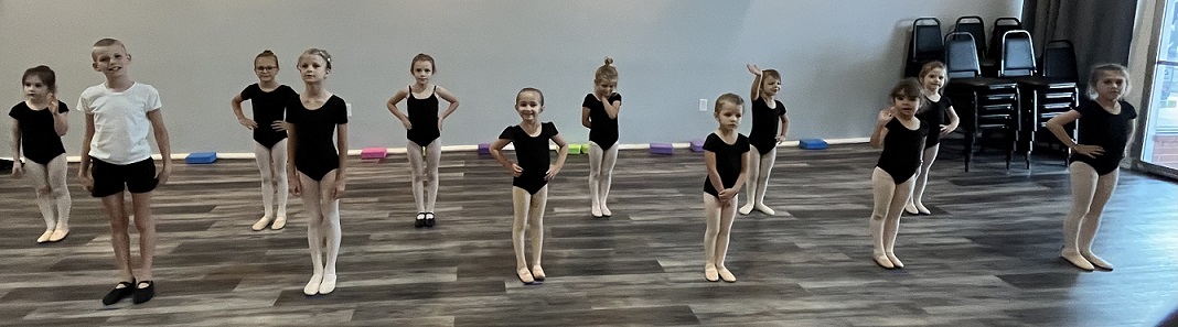 Class of young ballet dancers